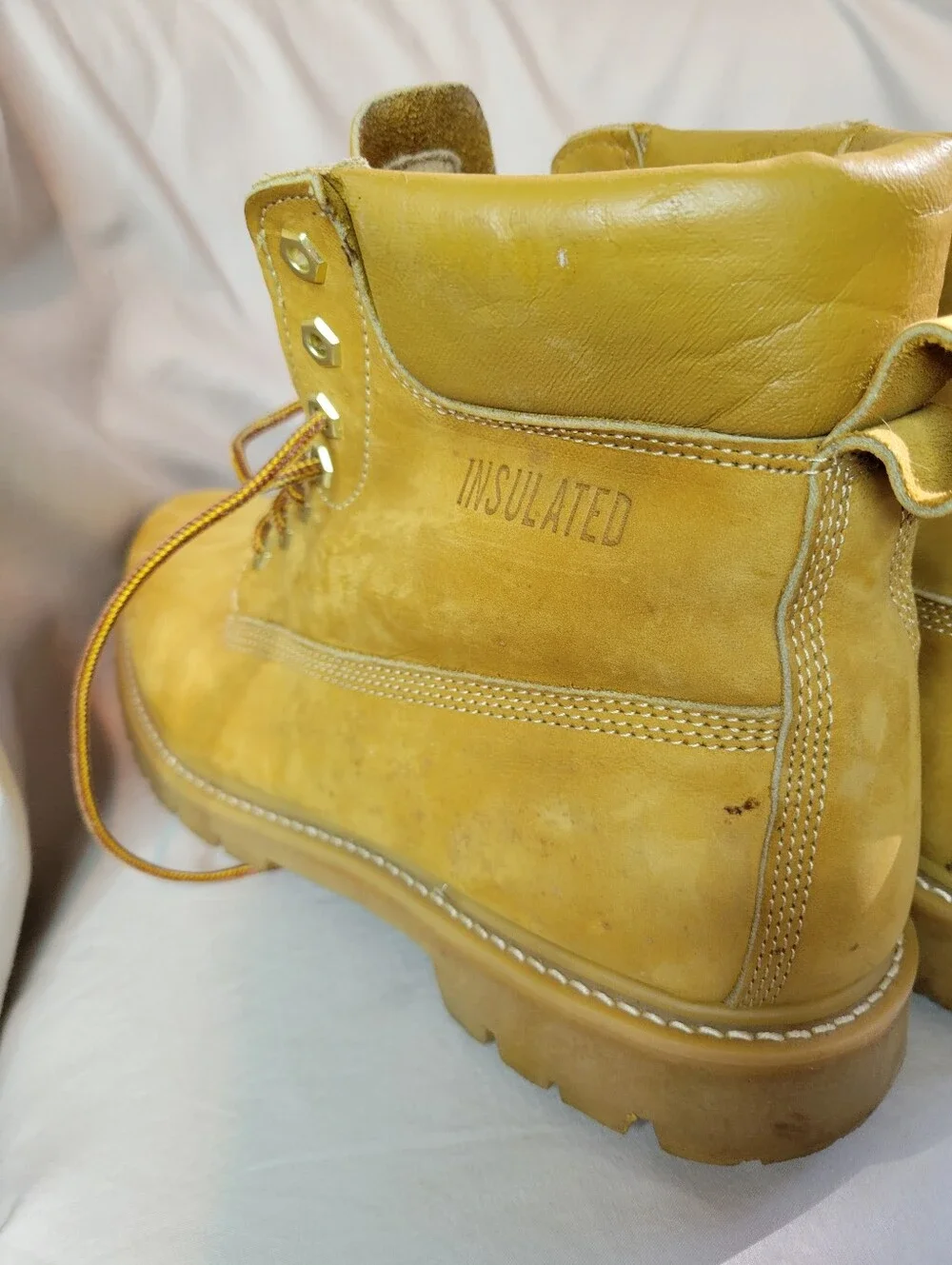 Leather Uppers Men's Work Boots Tan Lace-Up Boots